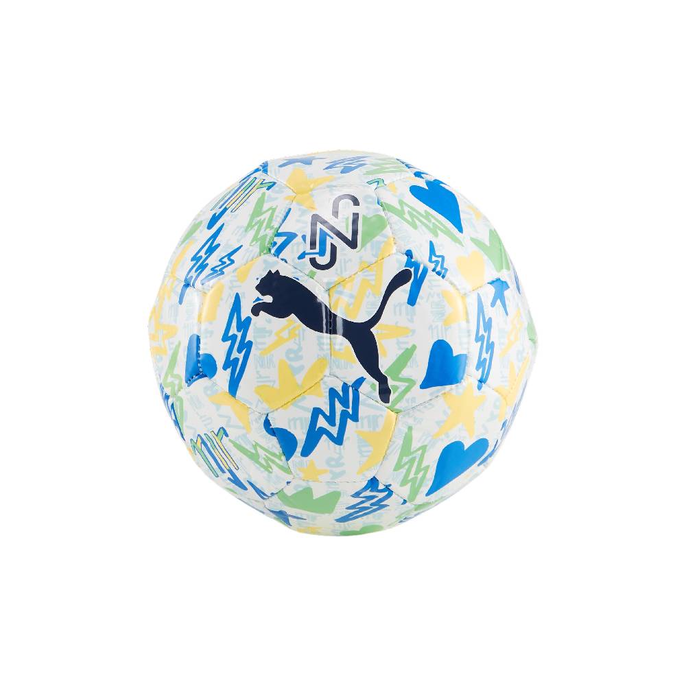 PUMA Neymar Jr. Graphic Mini Voetbal Maat 1 Wit Blauw Geel Groen