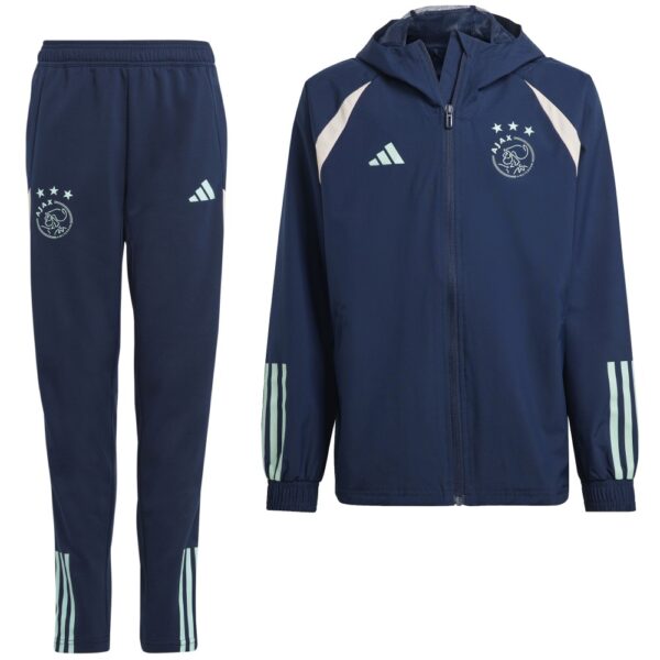 adidas Ajax Trainingspak Allweather 2023-2024 Kids Donkerblauw Lichtblauw Lichtroze