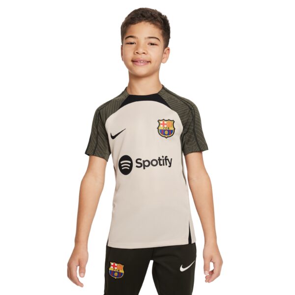 Nike FC Barcelona Strike Trainingsshirt 2023-2024 Kids Beige Zwart Donkergroen