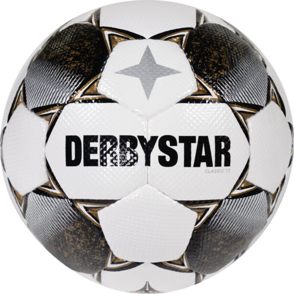 Derbystar Classic TT II Voetbal 4 x 3 Vlakken Maat 5 Wit Goud Zwart