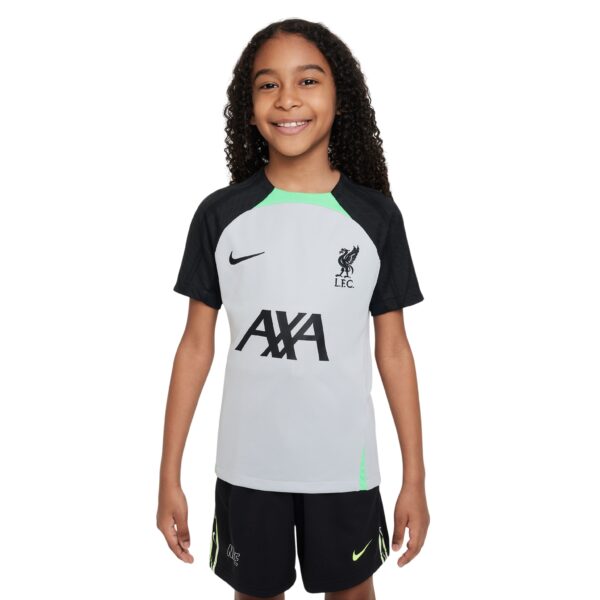 Nike Liverpool Strike Trainingsshirt 2023-2024 Kids Grijs Zwart Groen