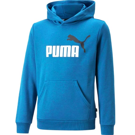 PUMA Essentials+ 2 Big Logo Hoodie Kids Lichtblauw Zwart Wit