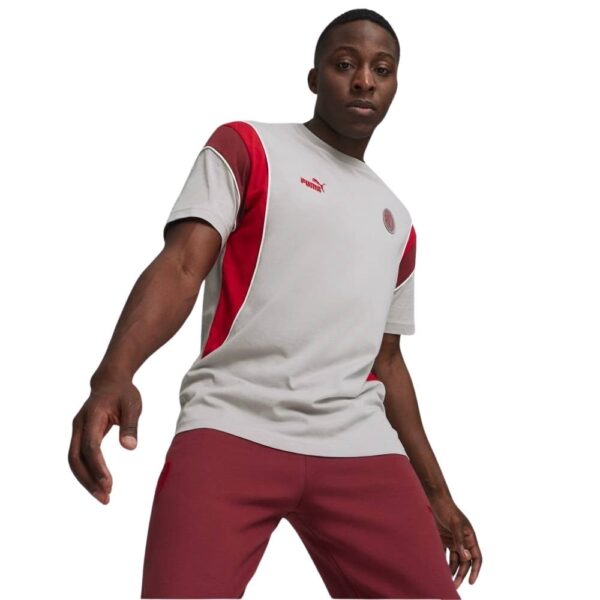PUMA AC Milan FtblArchive T-Shirt 2023-2024 Grijs Rood Bordeauxrood