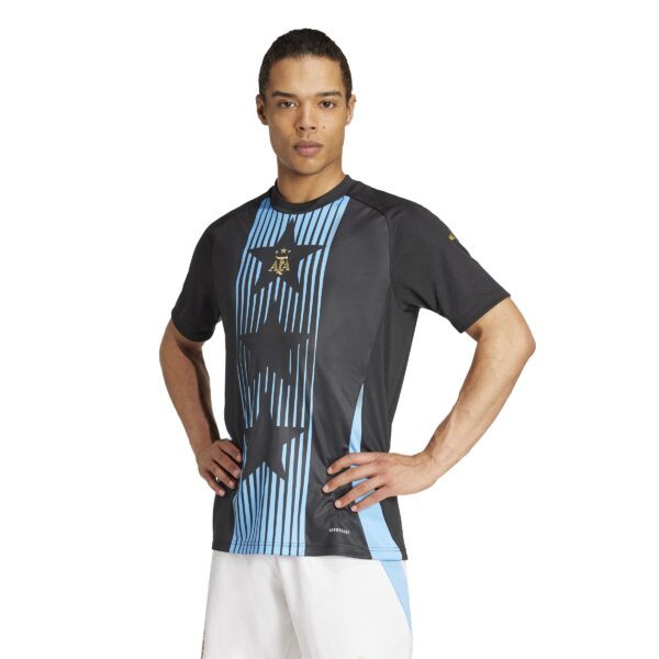 adidas Argentinië Pre-Match Trainingsshirt 2024-2026 Zwart Lichtblauw Goud